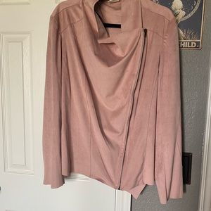 Mote Faux Suede Moto Drape Jacket Blush Pink Size XXL fits like a XLarge